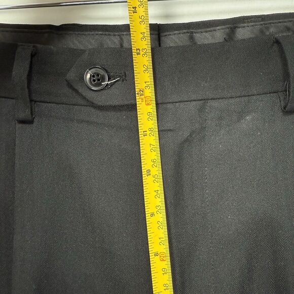 Paul Frederick Men’s 36x28 Black Pleated Dress Pants Cuffed Extended Waist - Picture 13 of 15